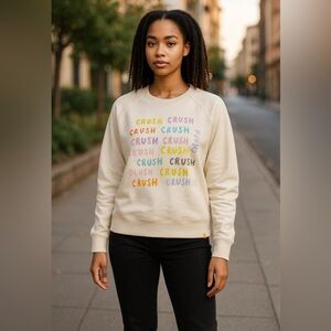 Kerri Rosenthal Cream Graphic Sweatshirt “crush” y2k preppy